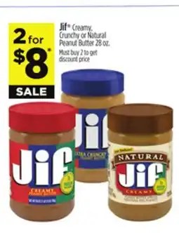 Dollar General Jif Creamy, Crunchy or Natural Peanut Butter offer