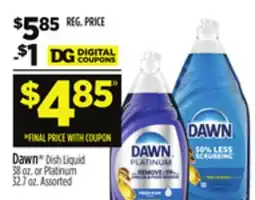 Dollar General Dawn Dish Liquid 38 oz. or Platinum 32.7 oz offer