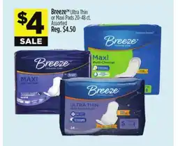Dollar General Breeze TM Ultra Thin or Maxi Pads offer