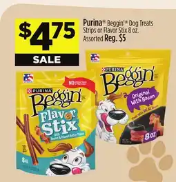 Dollar General Purina Beggin' Dog Treats Strips or Flavor Stix offer
