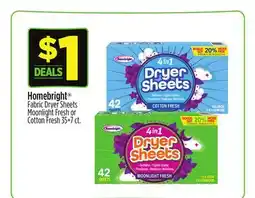 Dollar General Homebright Fabric Dryer Sheets offer