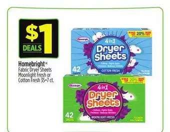 Dollar General Homebright Fabric Dryer Sheets offer
