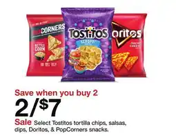 Target Select Tostitos tortilla chips, salsas, dips, Doritos, & PopCorners snacks offer