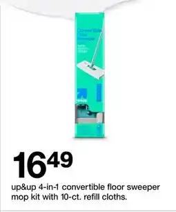 Target up&up 4-in-1 convertible floor sweeper mop kit with 10-ct refill cloths offer