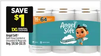 Dollar General Angel Soft Bath Tissue Scented or Unscented 16 Mega rolls offer