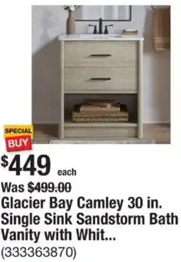 The Home Depot Glacier Bay Camley 30 in. Single Sink Sandstorm Bath Vanity with Whit. offer