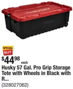 The Home Depot Husky 57 Gal. Pro Grip Storage Tote offer