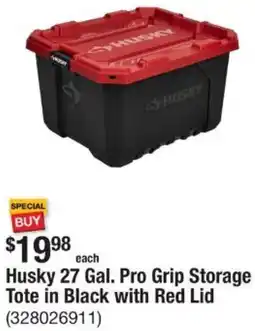 The Home Depot Husky 27 Gal. Pro Grip Storage Tote offer