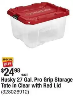 The Home Depot Husky 27 Gal. Pro Grip Storage Tote offer