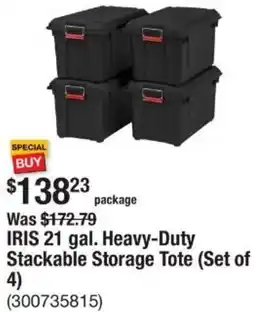 The Home Depot IRIS 21 gal. Heavy-Duty Stackable Storage Tote offer