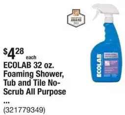 The Home Depot Ecolab foaming shower, Tub and Tile No- Scrub All Purpose offer