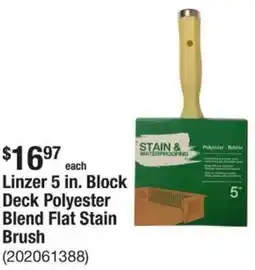 The Home Depot Linzer 5 in. Block Deck Polyester Blend Flat Stain Brush offer