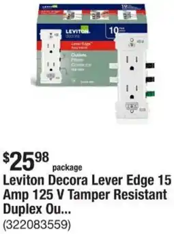 The Home Depot Leviton Decora Lever Edge 15 Amp 125 V Tamper Resistant Duplex offer