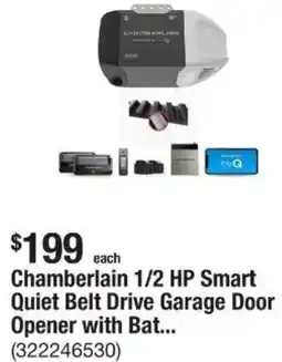 The Home Depot Chamberlain 1/2 HP Smart Quiet Belt Drive Garage Door Opener offer
