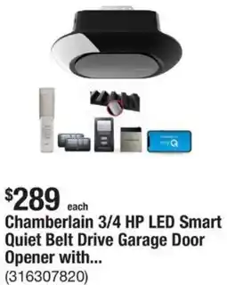 The Home Depot Chamberlain 3/4 HP LED Smart Quiet Belt Drive Garage Door offer