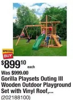 The Home Depot Gorilla Playsets Outing III Wooden Outdoor Playground Set offer