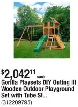 The Home Depot Gorilla Playsets DIY Outing III Wooden Outdoor Playground Set offer