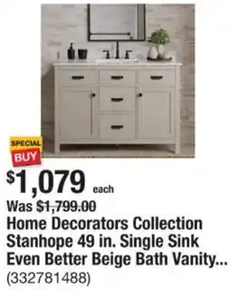 The Home Depot Home Decorators Collection Stanhope 49 in. Single Sink Even Better Beige Bath Vanity offer