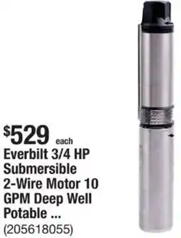 The Home Depot Everbilt 3/4 HP Submersible 2-Wire Motor 10 GPM Deep Well Potable offer