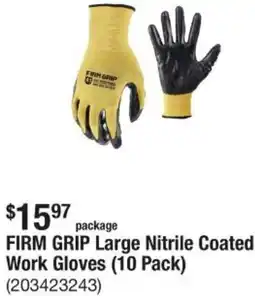 The Home Depot FIRM GRIP Large Nitrile Coated Work Gloves offer