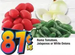 Albertsons Roma Tomatoes, Jalapenos or White Onions offer