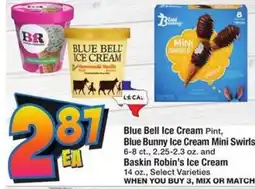 Albertsons Blue Bunny Ice Cream Mini Swirls, Baskin Robin's Ice Cream offer