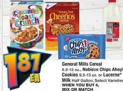 Albertsons General Mills Cereal,Nabisco Chips Ahoy! Cookies. or Lucerne Milk Half Gallon offer