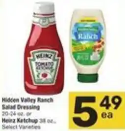 Albertsons Hidden Vallet Ranch Salad Dressing or Heinz Ketchup offer