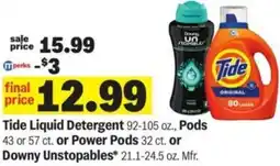 Meijer Tide Liquid Detergent or Power Pods or Downy Unstopables offer