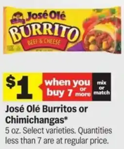 Meijer José Olé Burritos or Chimichangas offer