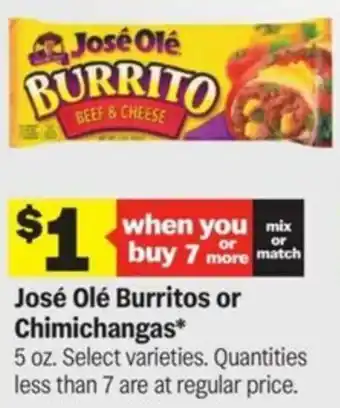 Meijer José Olé Burritos or Chimichangas offer