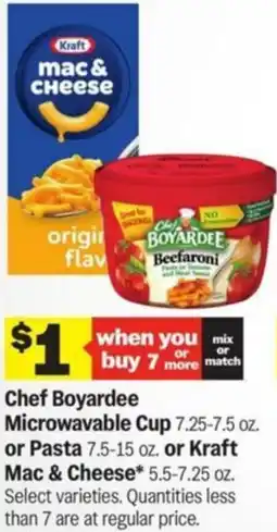Meijer Chef Boyardee Microwavable Cup or Pasta or Kraft Mac & Cheese offer