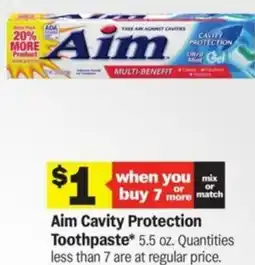 Meijer Aim Cavity Protection Toothpaste offer