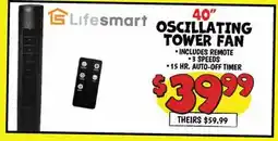 Ollie's Lifesmart 40 OSCILLATING TOWER FAN offer