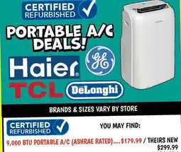 Ollie's 9,000 BTU PORTABLE A/C offer