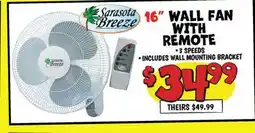 Ollie's Sarasota Breeze 16 WALL FAN WITH REMOTE offer
