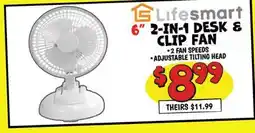 Ollie's Lifesmart 6 2-IN-1 DESK & CLIP FAN offer