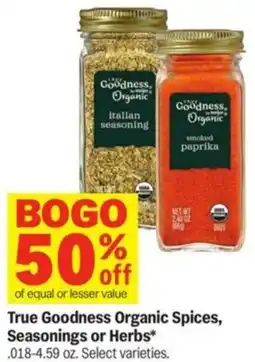 Meijer True Goodness Organic Spices, Seasonings or Herbs offer