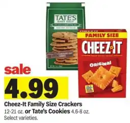 Meijer Cheez-It Family Size Crackers or Tate's Cookies offer
