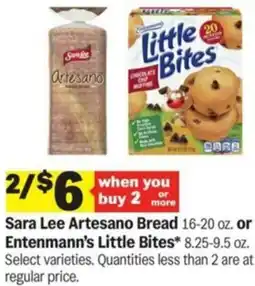 Meijer Sara Lee Artesano Bread or Entenmann's Little Bites offer