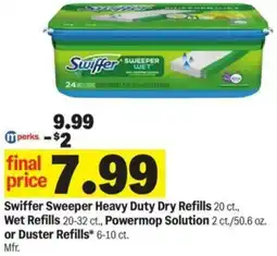 Meijer Swiffer Sweeper Heavy Duty Dry Refills Wet Refills, Powermop Solution or Duster Refills offer