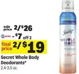 Meijer Secret Whole Body Deodorants offer