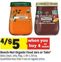 Meijer Beech-Nut Organic Food Jars or Tubs offer