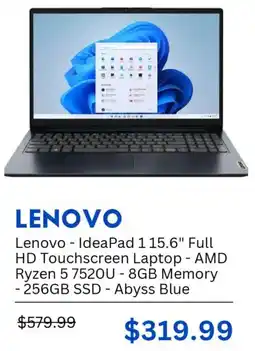 Best Buy Lenovo IdeaPad 1 15.6" offer