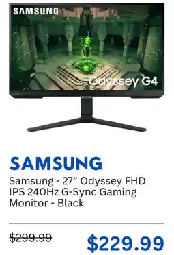 Best Buy Samsung 27" Odyssey FHD IPS 240HZ G-Sync Gaming Monitor offer