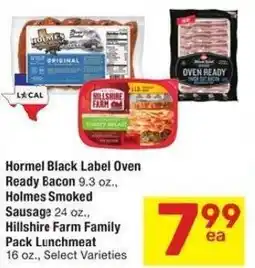 Albertsons Hormel black label oven ready bacon holmes smoked sausage hillshire farm family pack lunchmeat offer