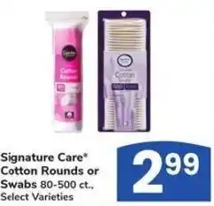 Albertsons Signature Care Cotton Rounds or Swabs offer