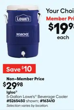 Lowe's 5-Gallon Lowe's Beverage Cooler offer