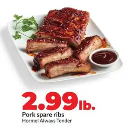 Hy-Vee Hormel Pork spare ribs offer