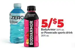Hy-Vee BodyArmor 16 fl. oz. or Powerade sports drink 28 fl. oz offer